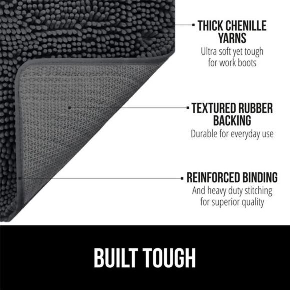 Soak Stopper Absorbent Indoor Chenille Doormat for Entry, 24x17, Charcoal - Picture 4 of 6